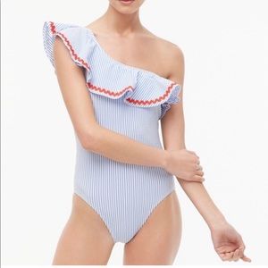 NEVER WORN ONE SHOULDER SEERSUCKER JCREW SWIMSUIT